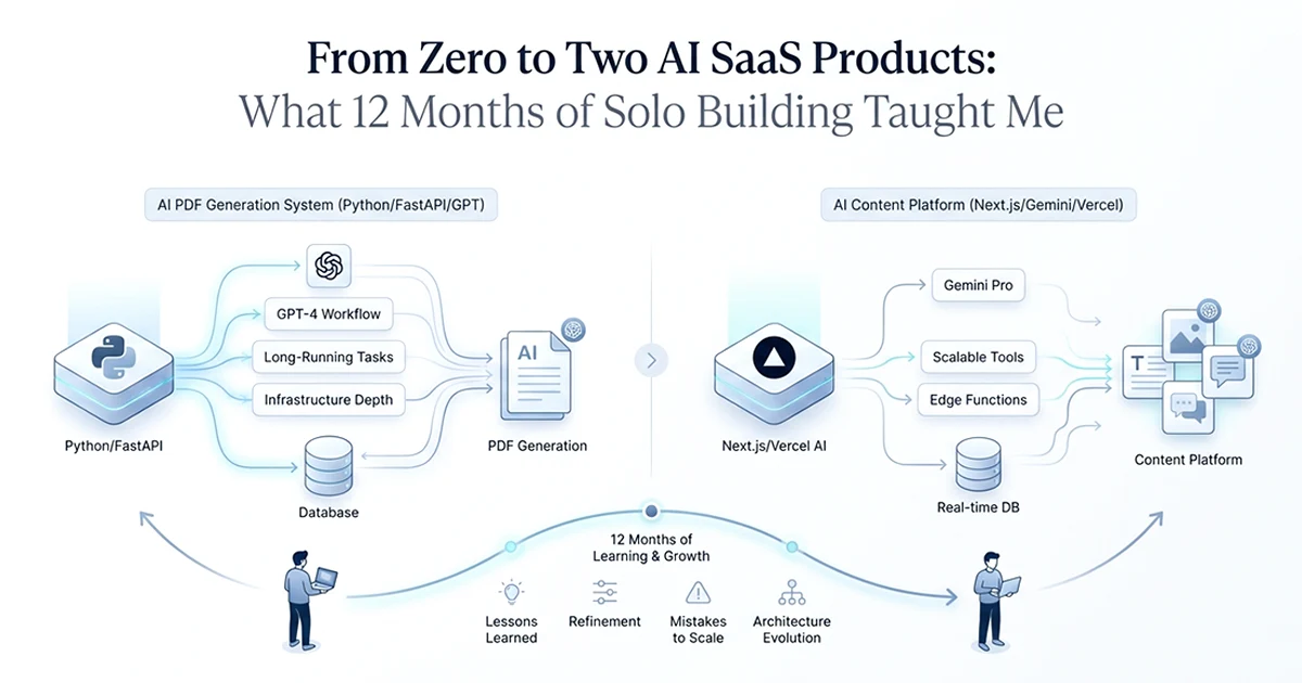 From Zero to Two AI SaaS Products: What 12 Months of Solo Building Taught Me